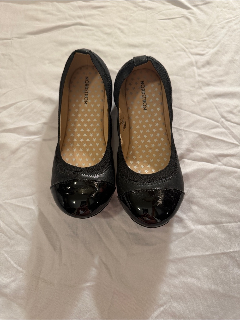 Nordstrom Black Cap-Toe Girls Dress Flats